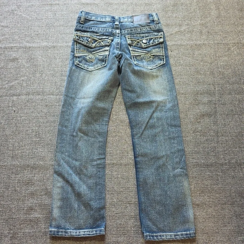 Rugby Road Jeans Girls Size 8 Blue Denim Thick Stitch